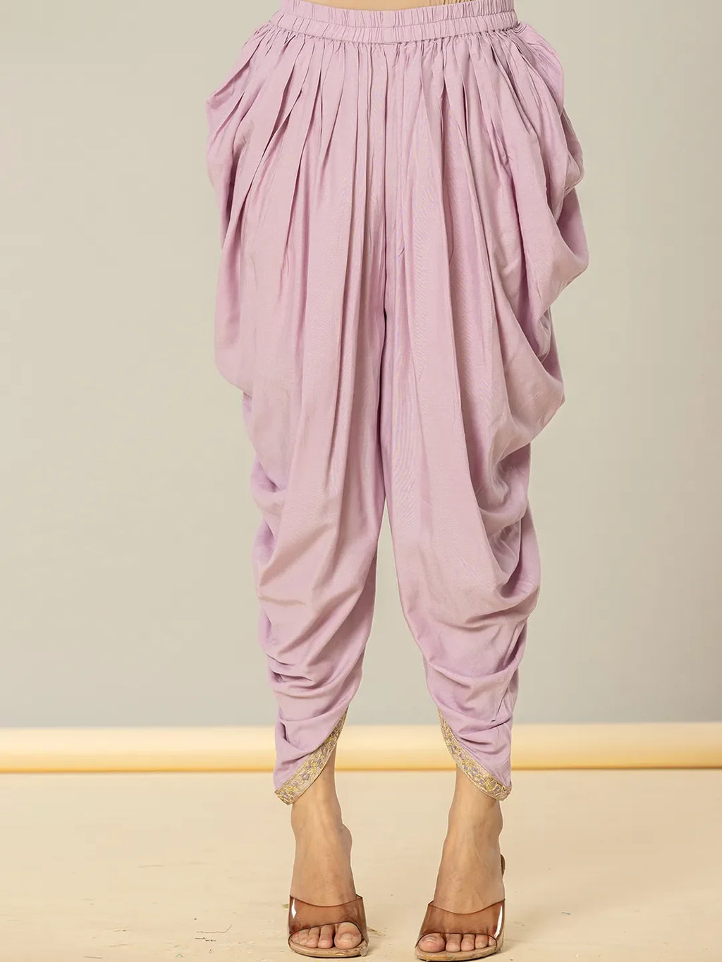 Yufta Purple Cotton Peplum Dhoti Dupatta Set | Grocsy
