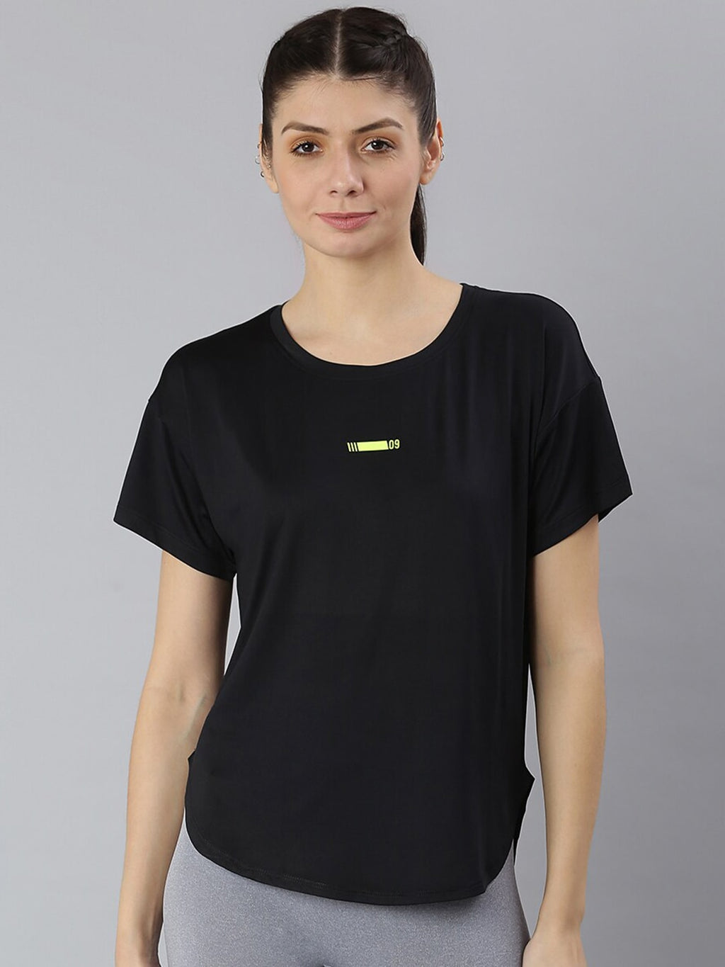 MKH Women Black Dri-FIT Sports T-shirt | Grocsy