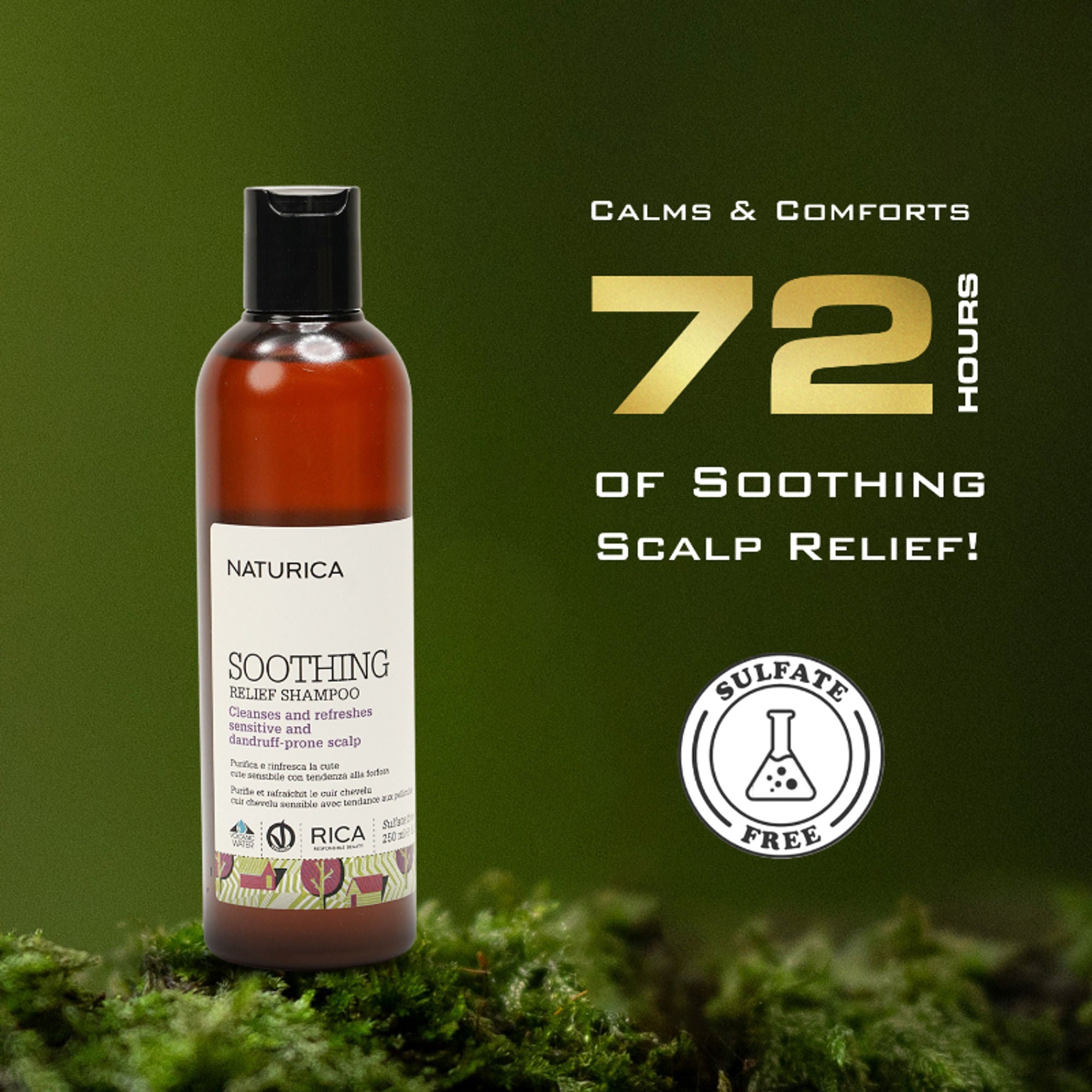 Naturica Soothing Relief Anti-Dandruff Shampoo for Sensitive Scalp, Refreshes with Camomile & Thyme | Grocsy