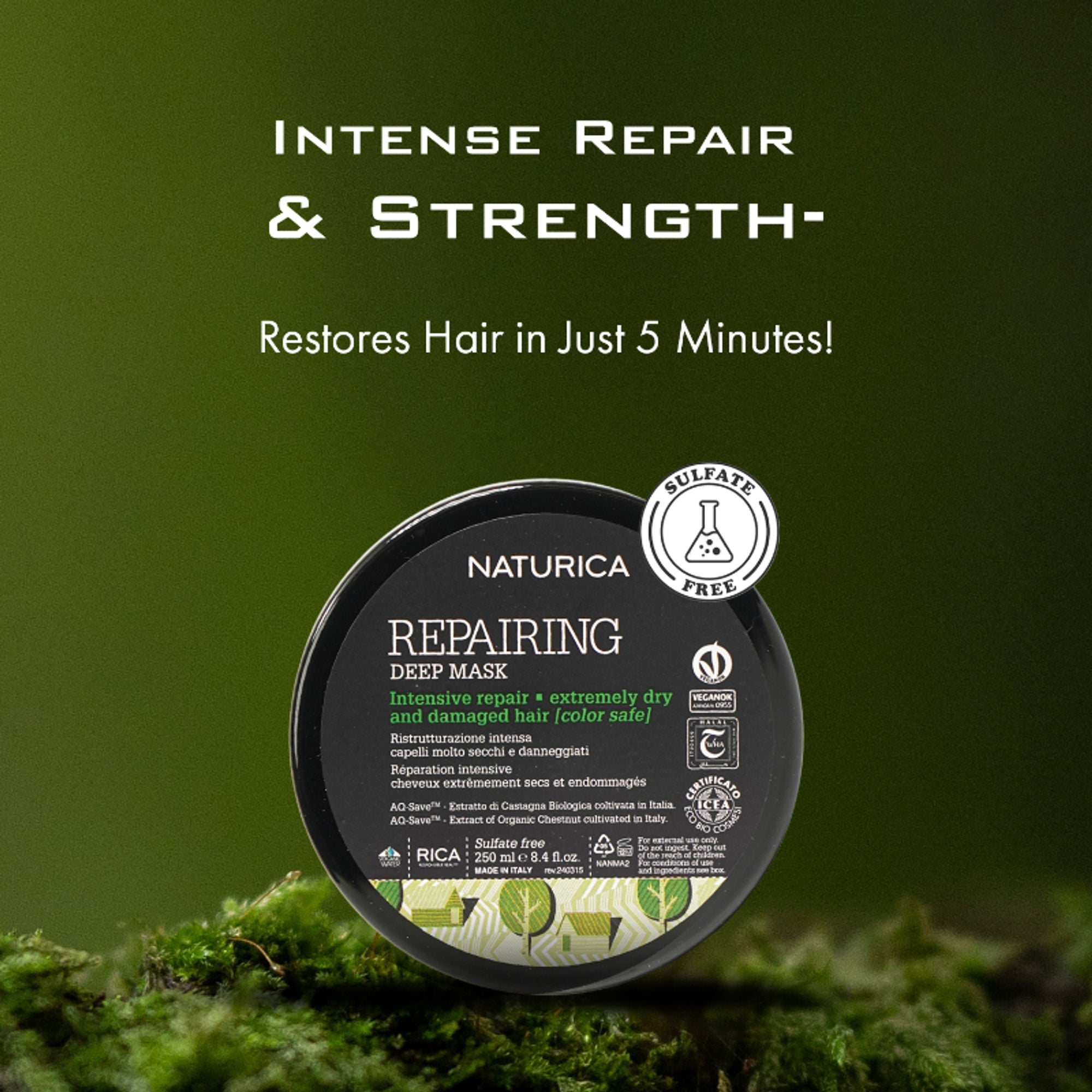 Naturica Repairing Deep Mask for Dry and Damaged Hair, Revitalize with Keratin & Pistachio Oil | Grocsy