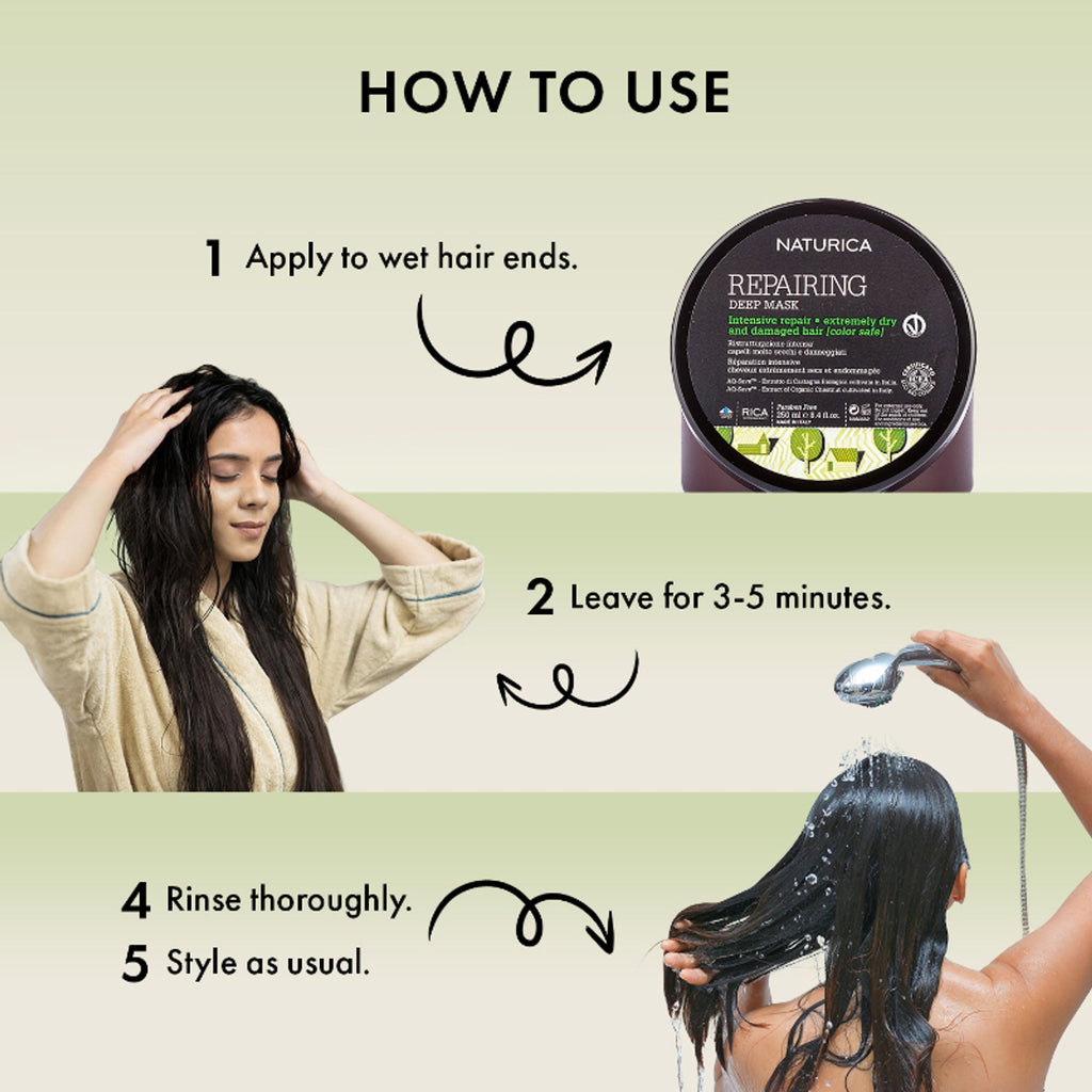 Naturica Repairing Deep Mask for Dry and Damaged Hair, Revitalize with Keratin & Pistachio Oil | Grocsy