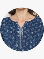 Sangria Women Navy Blue Printed Straight Kurta | Grocsy