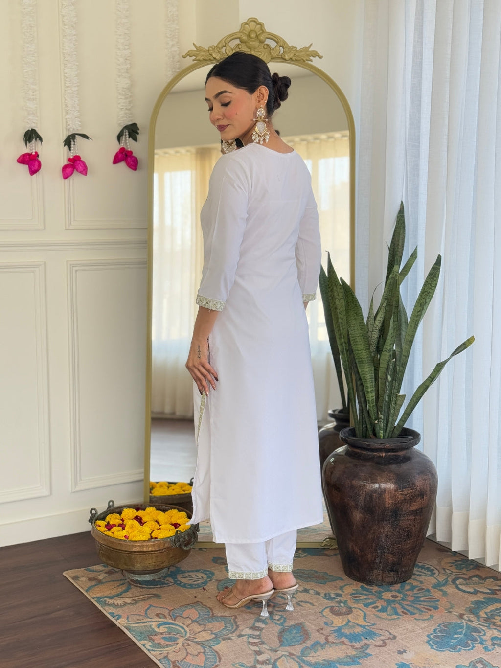 The52 Women's Beautiful Viscose Embroidery work Straight Kurta with Pant and Dupatta Set | Grocsy