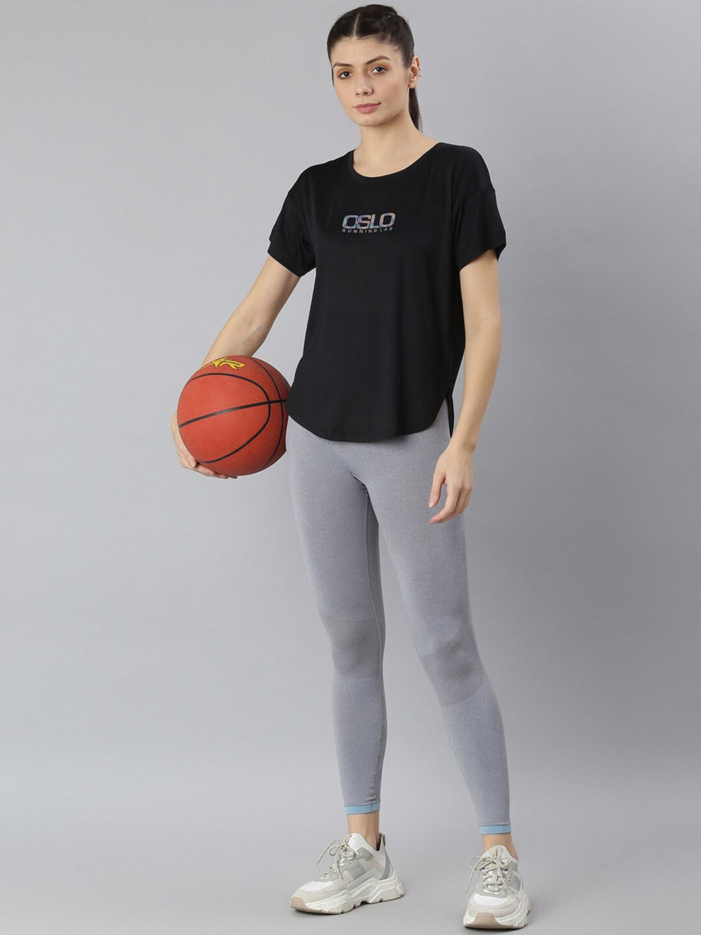 MKH Women Black Typography Extended Sleeves Dri-FIT Sports T-shirt | Grocsy