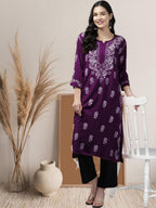ADA Women Ethnic Motifs Embroidered Flared Sleeves Mirror Work Kurta | Grocsy