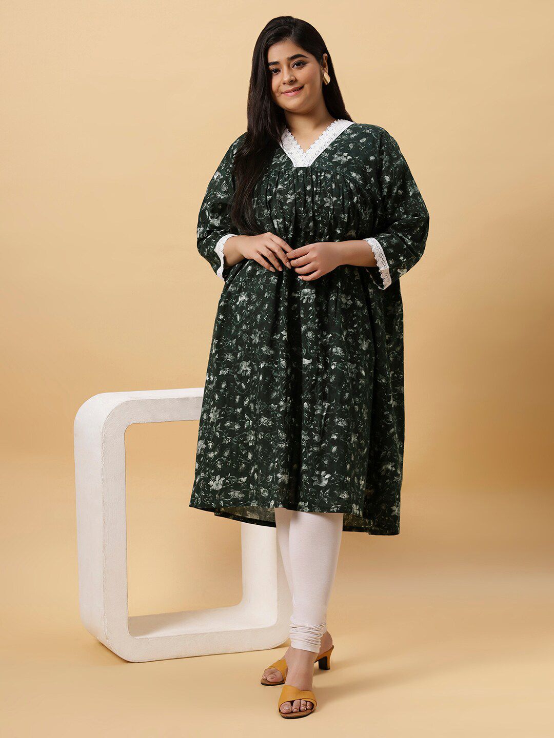 Sztori Printed V Neck A Line Kurta | Grocsy