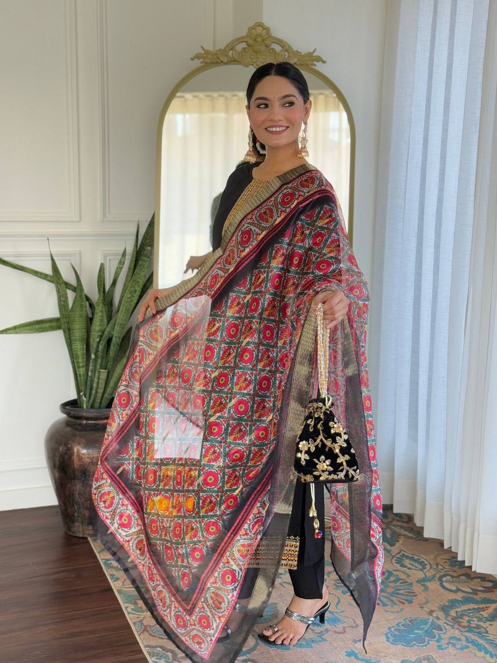 The52 Women's Viscose Embroidery work Straight Kurta with Pant and Dupatta Set | Grocsy