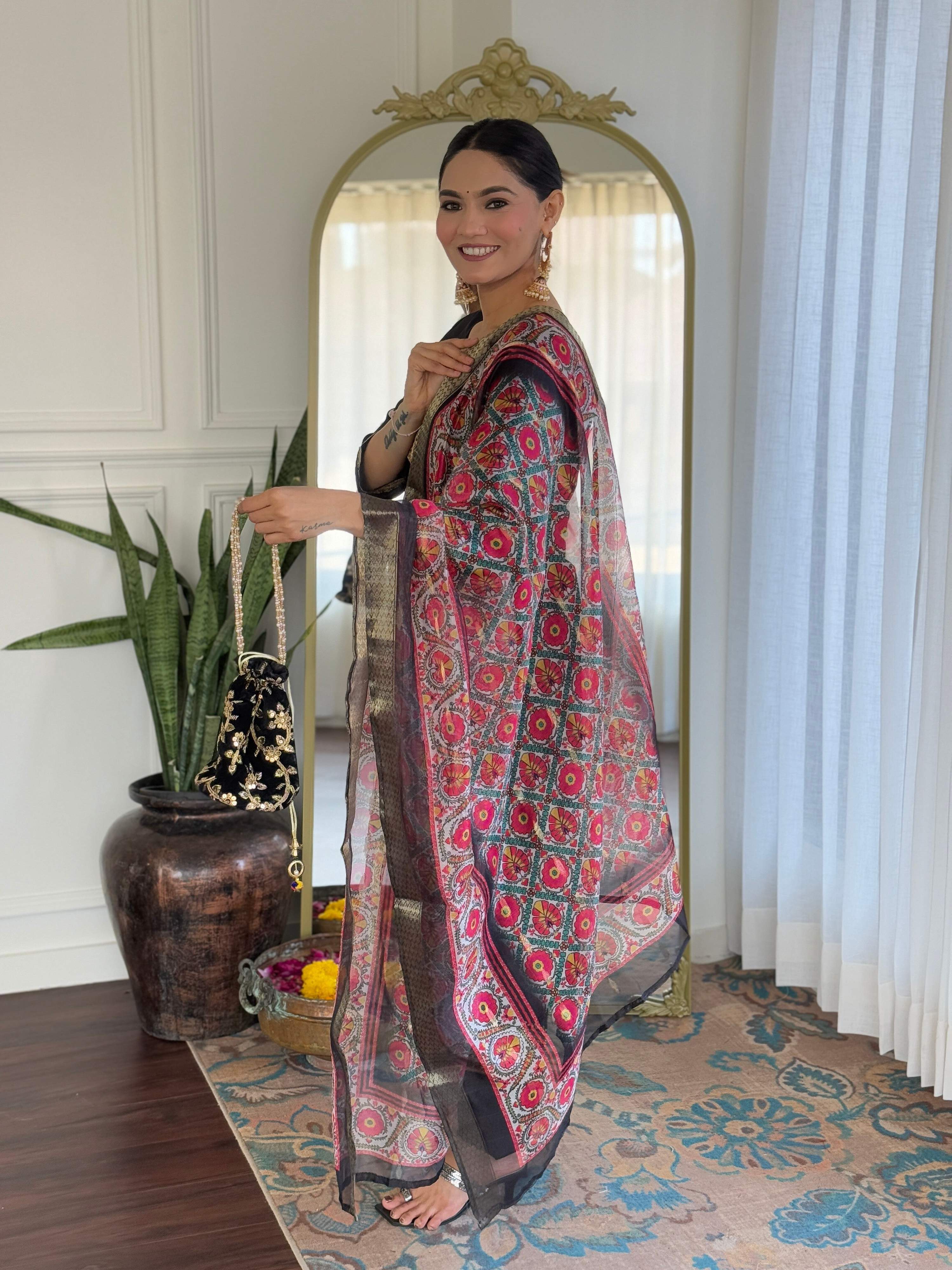 The52 Women's Viscose Embroidery work Straight Kurta with Pant and Dupatta Set | Grocsy