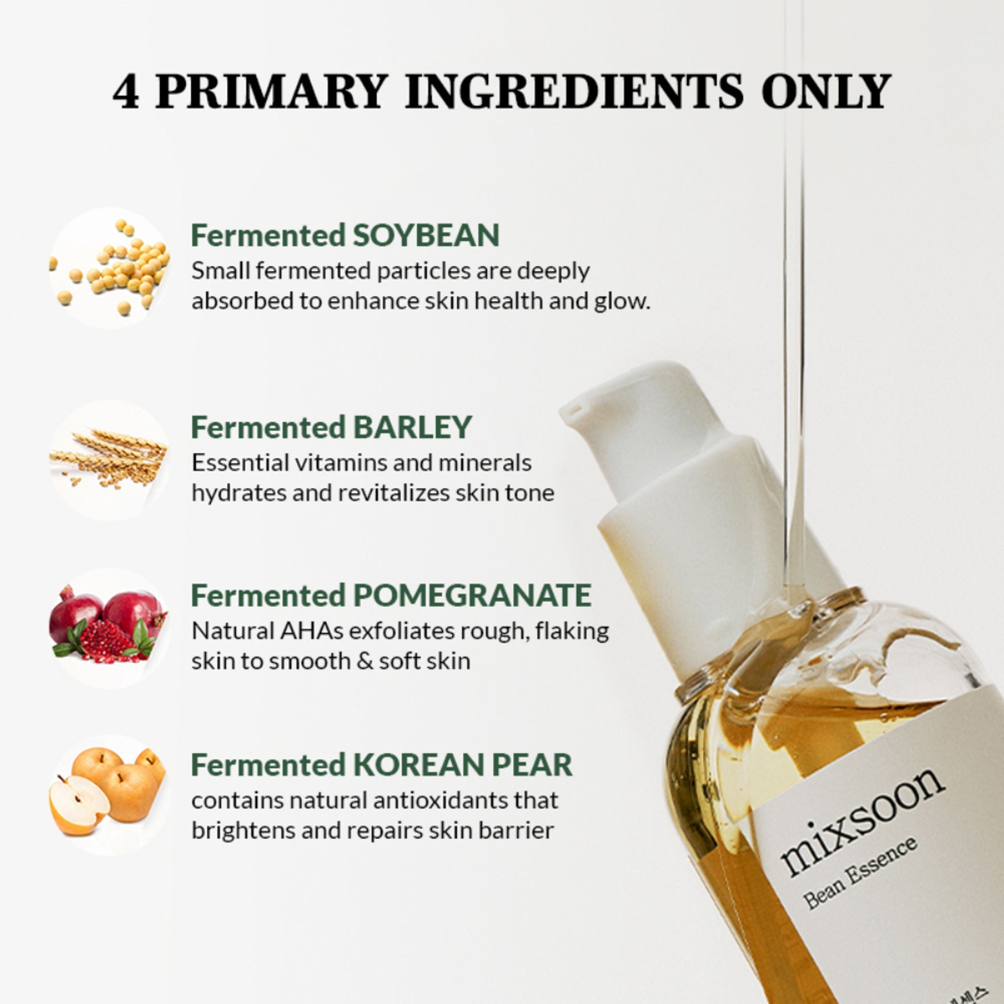 Mixsoon Bean Essence Serum, Hydrates Deeply, Brightens | Grocsy