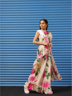 Tikhi Imli Floral Printed Poly Crepe Saree | Grocsy