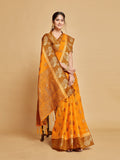 Sangria Ethnic Motifs Woven Design Art Silk Banarasi Saree | Grocsy