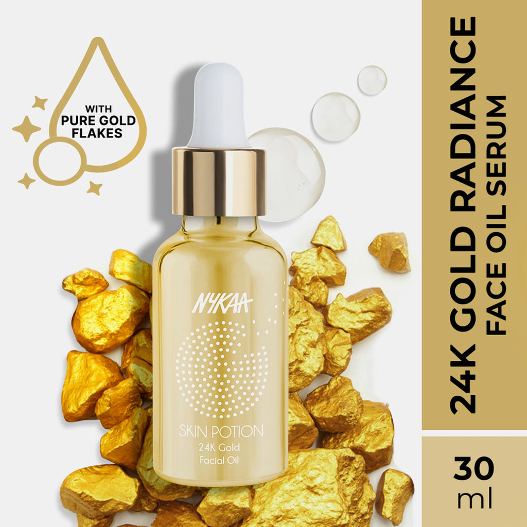 Nykaa Naturals Skin Potion 24K Gold Collagen Boosting Face Oil Serum with Squalene | Grocsy