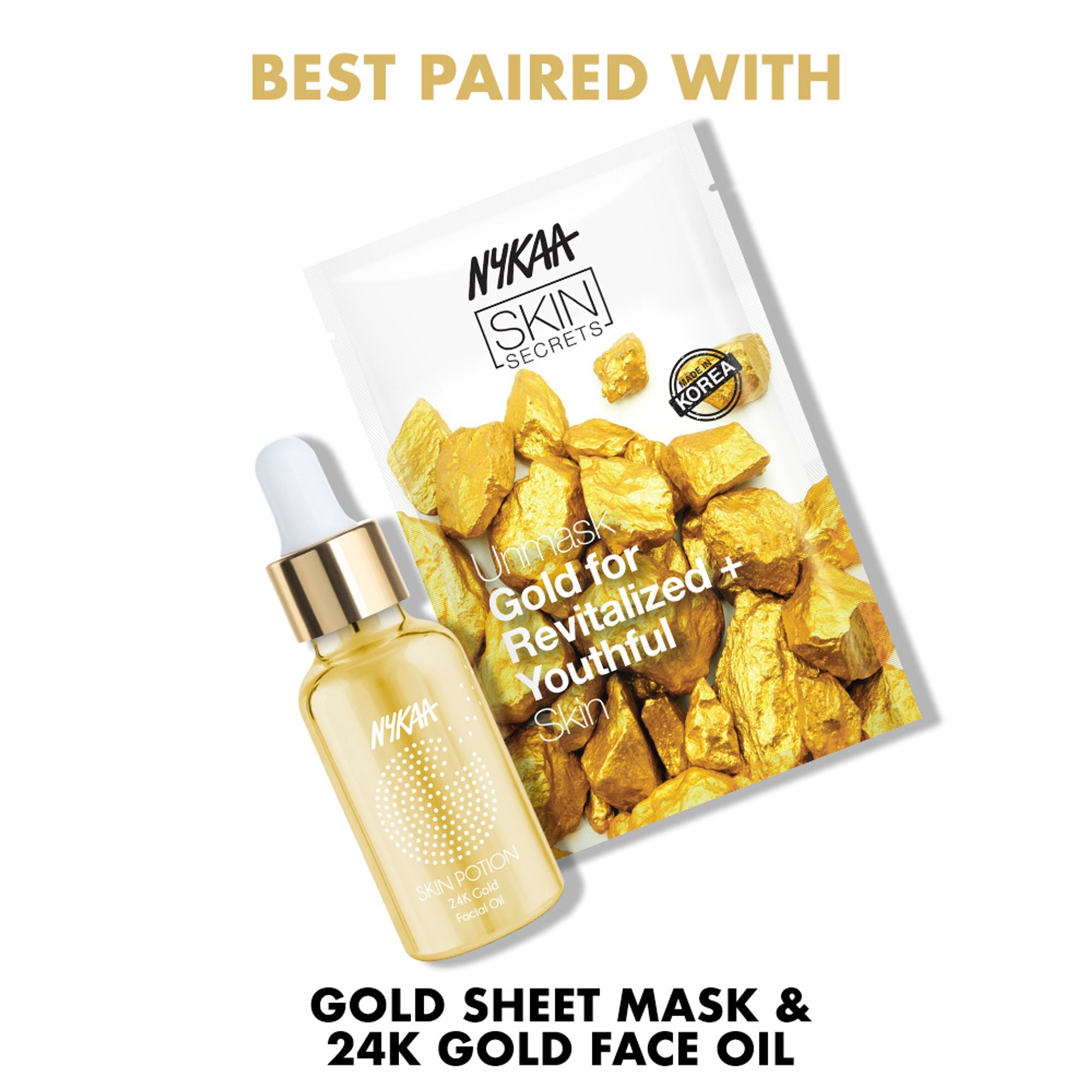 Nykaa Naturals Skin Potion 24K Gold Collagen Boosting Face Oil Serum with Squalene | Grocsy