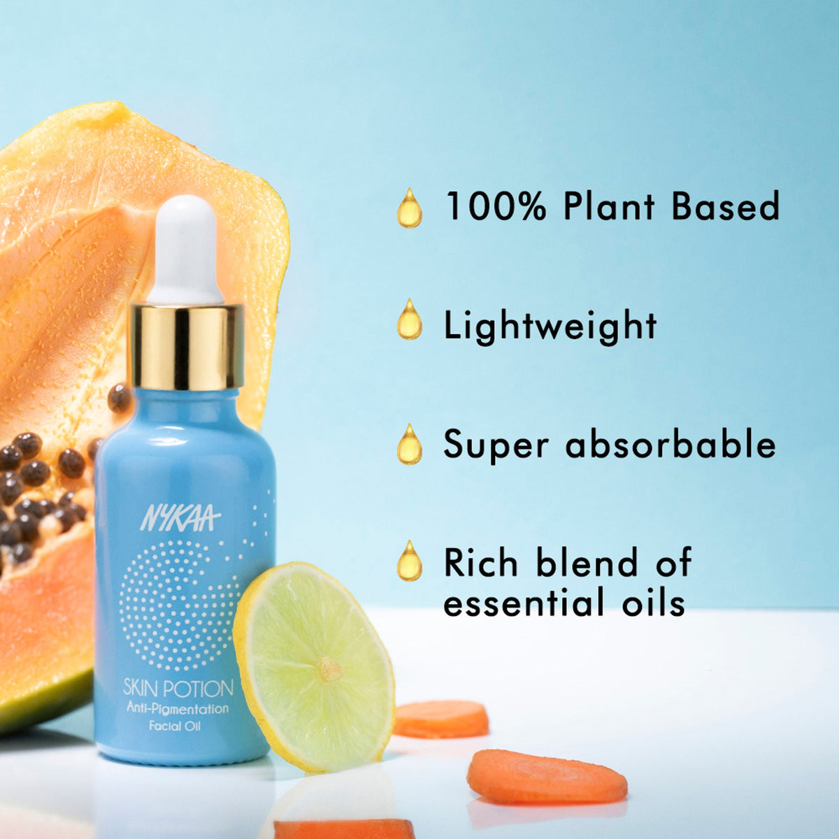 Nykaa Naturals Anti-Pigmentation Facial Oil Serum with Papaya for Exfoilation and Even skin tone | Grocsy