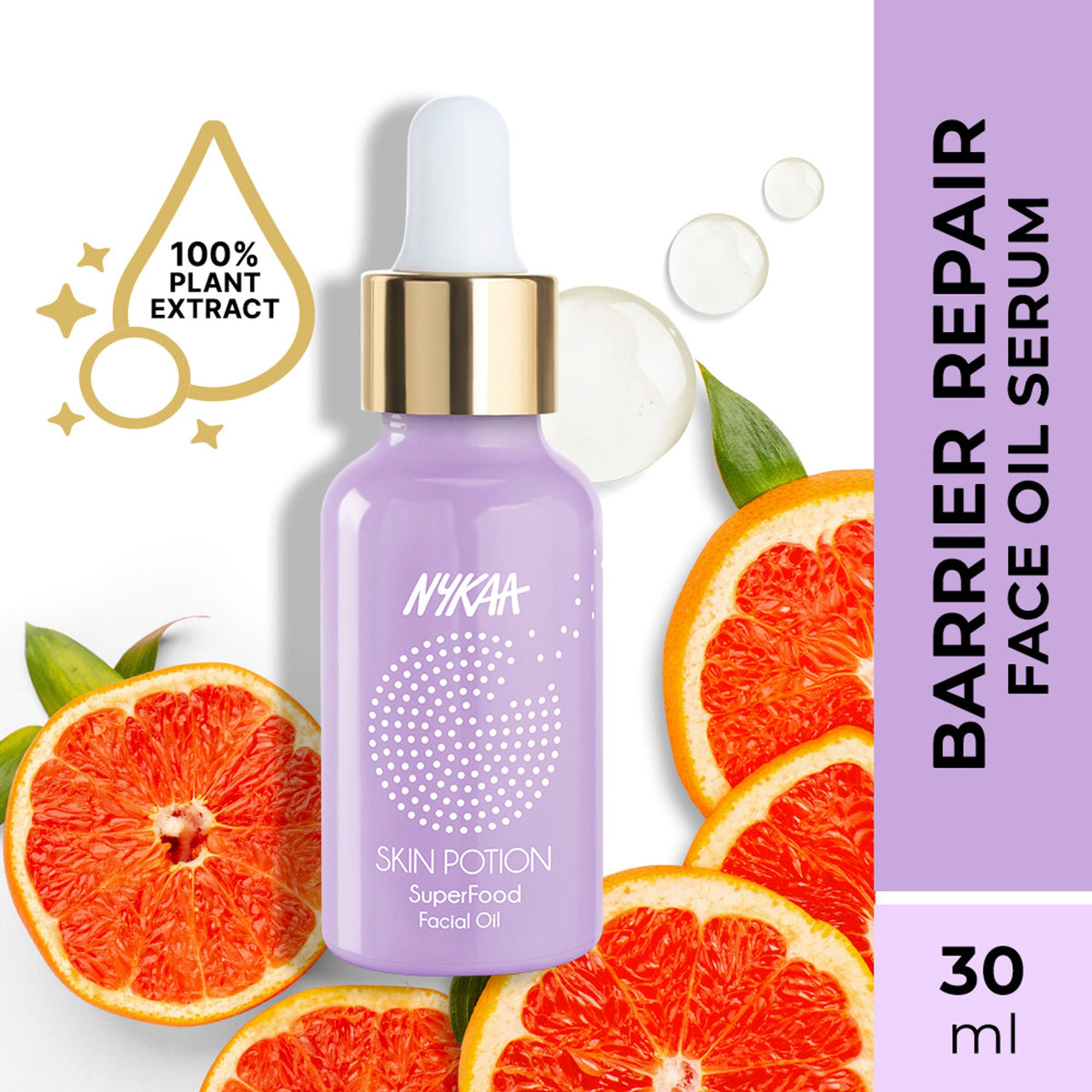 Nykaa Naturals Superfoods Barrier Repair Serum Oil with Grapefruit for Pore Reduction & Anti-ageing | Grocsy