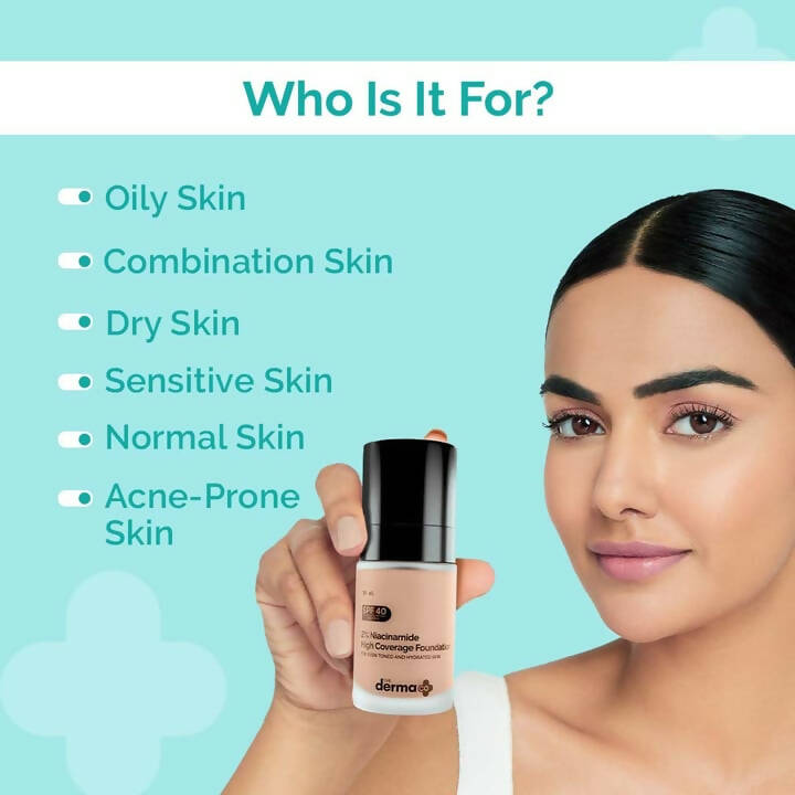 The Derma Co 2% Niacinamide High Coverage Foundation-02 Nude - Limited Time Offer | Grocsy