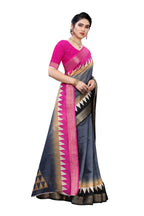 Vamika Grey Linen Jari Border Saree (GUNJAN GREY) | Grocsy