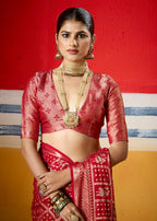 Joban Fashion Red Dull Moss Brasso Saree | Grocsy