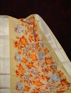 Light Beige Colour Floral Design Semi Chanderi Saree By Gayathri Reddy Designer Studio | Grocsy
