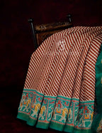 Off-White Red Striped Semi Chanderi Saree By Gayathri Reddy Designer Studio | Grocsy