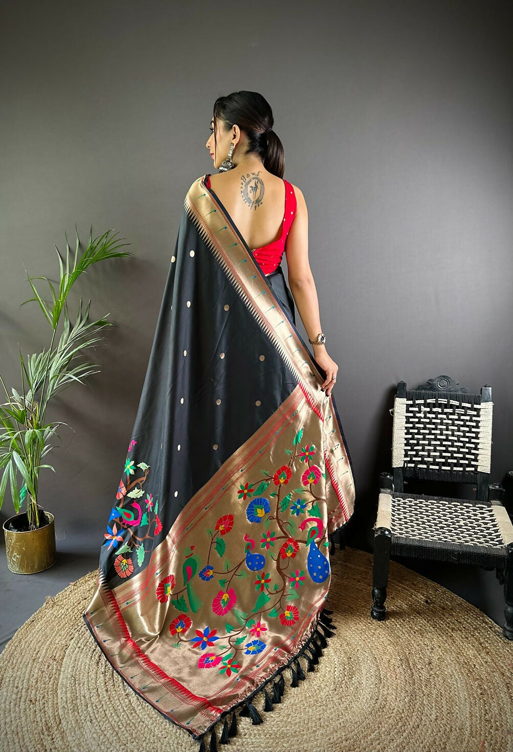 Joban Fashion Red Motifs Paithani Sarees | Grocsy