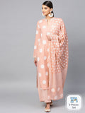 Aks Floral Printed Pure Cotton Straight Kurta With Palazzos & Dupatta | Grocsy