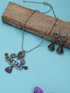 Cardinal Silver-Toned Oxidised Women Jewellery Set | Grocsy