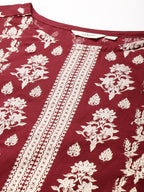 Sztori Plus-Size Gotta Patti Ethnic Motif Print Pure Cotton Kurta with Trousers & Dupatta | Grocsy