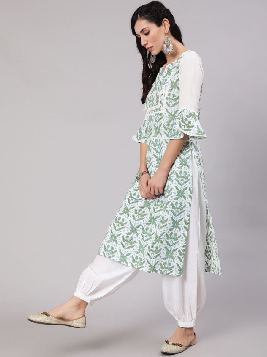 Aks Tropical Printed Bell Sleeves Kurta | Grocsy