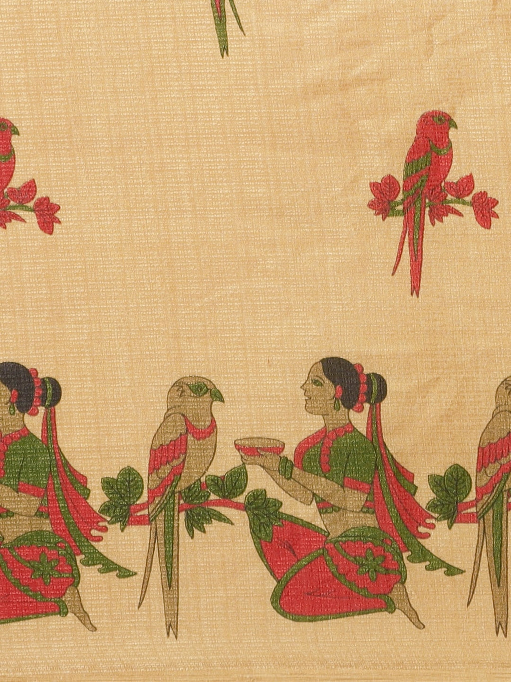 Saree Mall Beige & Red Printed Saree | Grocsy