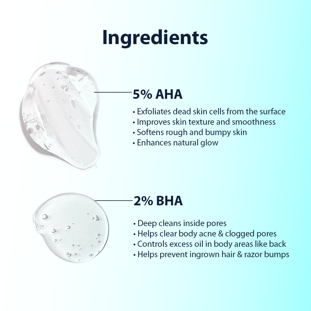Dermistry 5% AHA 2% BHA Exfoliating D Tan Detan Acne Removal Body Wash For Oily All and Strawberry Skin | Grocsy