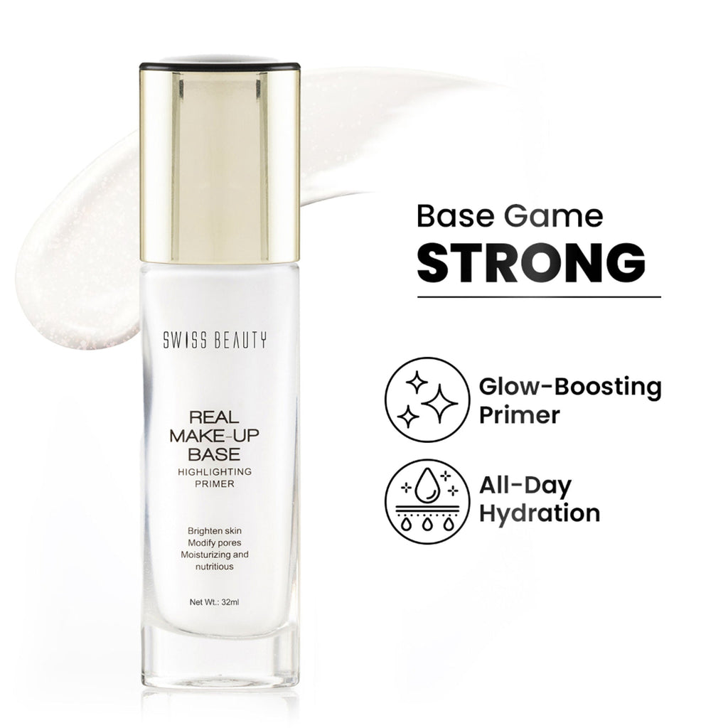 Swiss Beauty Real Make-Up Base Highlighting Primer , Brighten Skin , Modify Pore - 01 Natural Tint | Grocsy