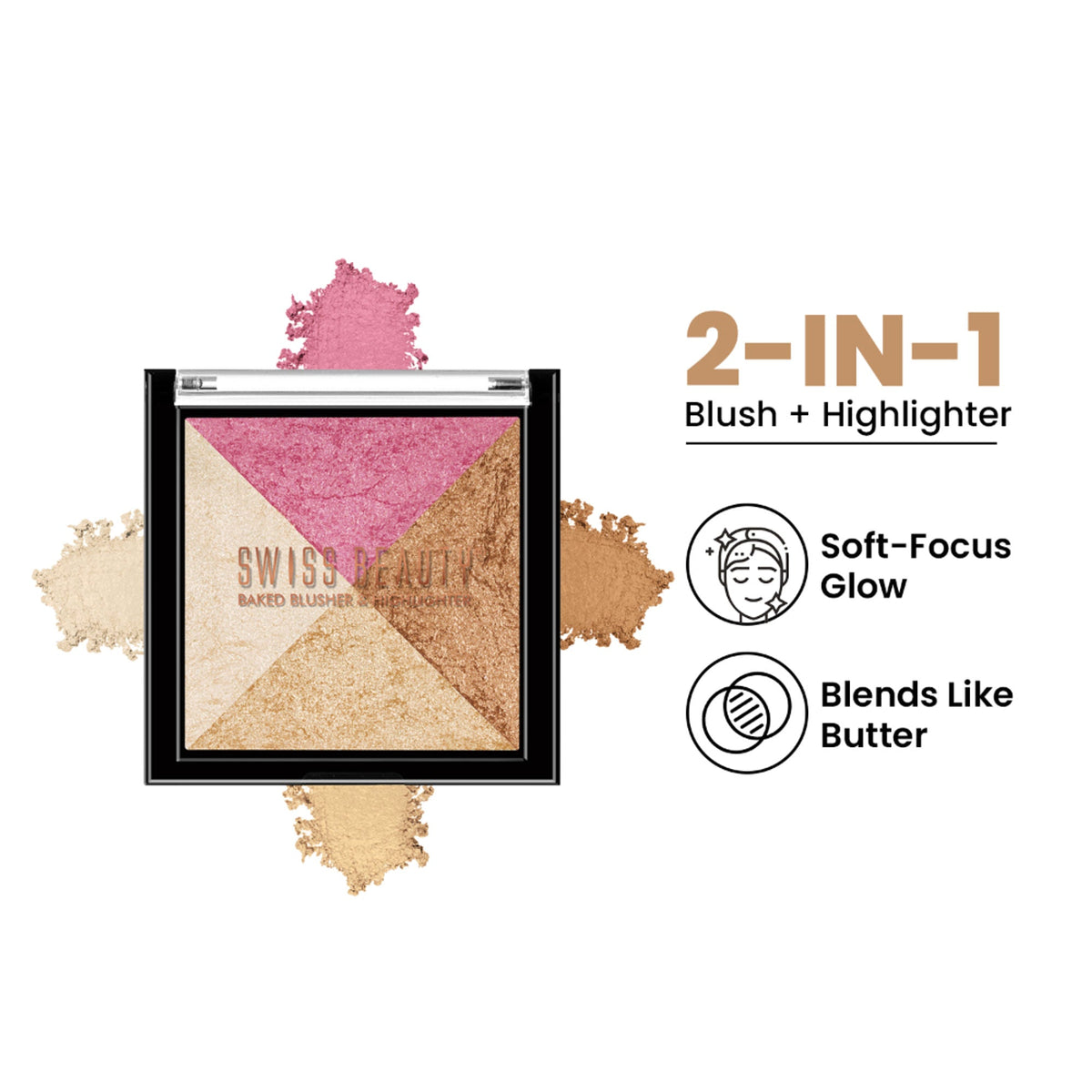 Swiss Beauty Baked Blusher & Highlighter - Shade 05 | Grocsy