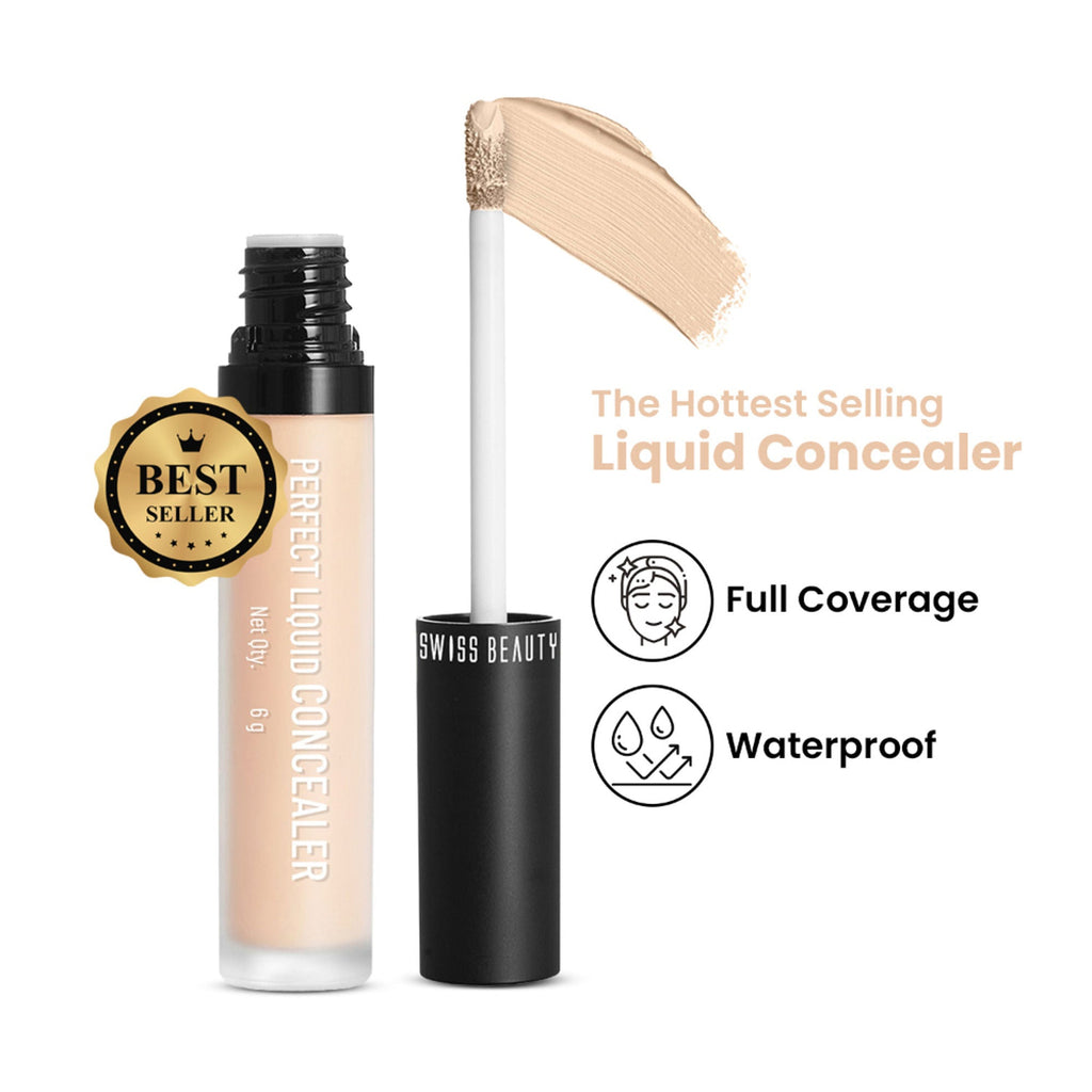 Swiss beauty Full Coverage Liquid Concealer With Jojoba Oil - 04 Medium Beige | Grocsy