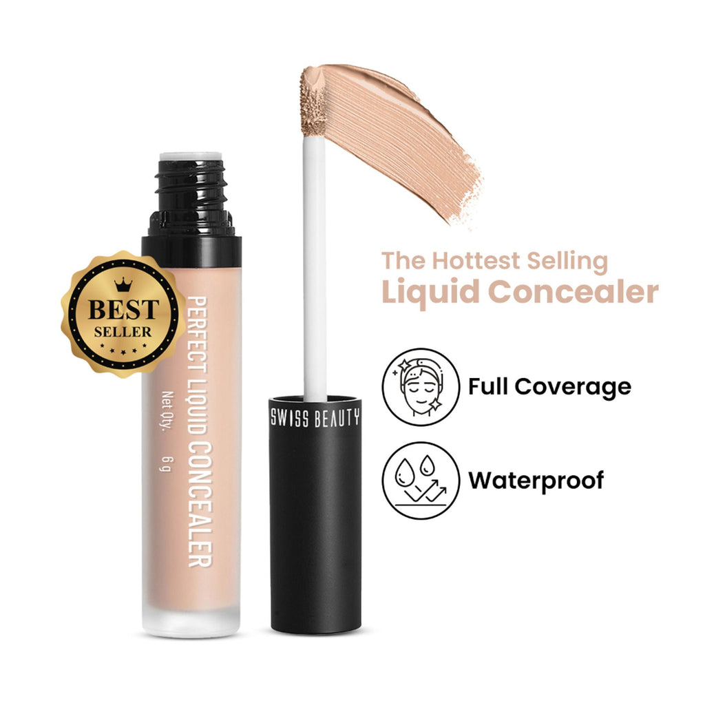 Swiss beauty Full Coverage Liquid Concealer With Jojoba Oil - 06 Clair Moyen | Grocsy