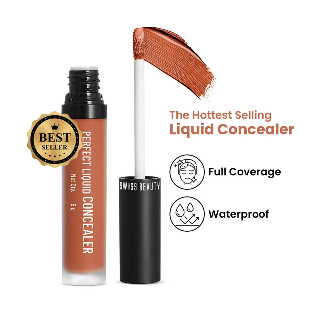 Swiss beauty Full Coverage Liquid Concealer With Jojoba Oil - 09 Orange | Grocsy