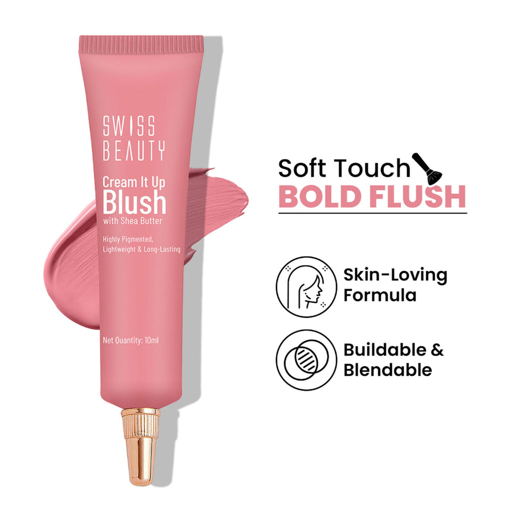 Swiss Beauty Cream It Up Blusher With Shea Butter , Multi-Functional , Matte Finish - 2 Natural Flush | Grocsy