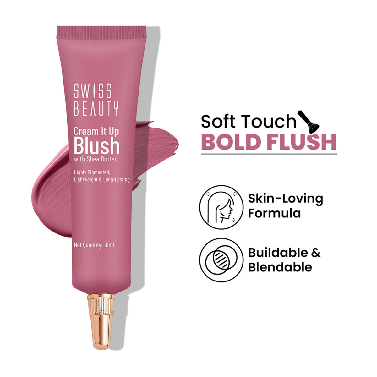 Swiss Beauty Cream It Up Blusher With Shea Butter , Multi-Functional , Matte Finish - 5 Cheek-o-pink | Grocsy