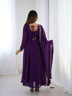Joban Fashion Purple Kurta Set Georgette Sequence Embroidery Work | Grocsy