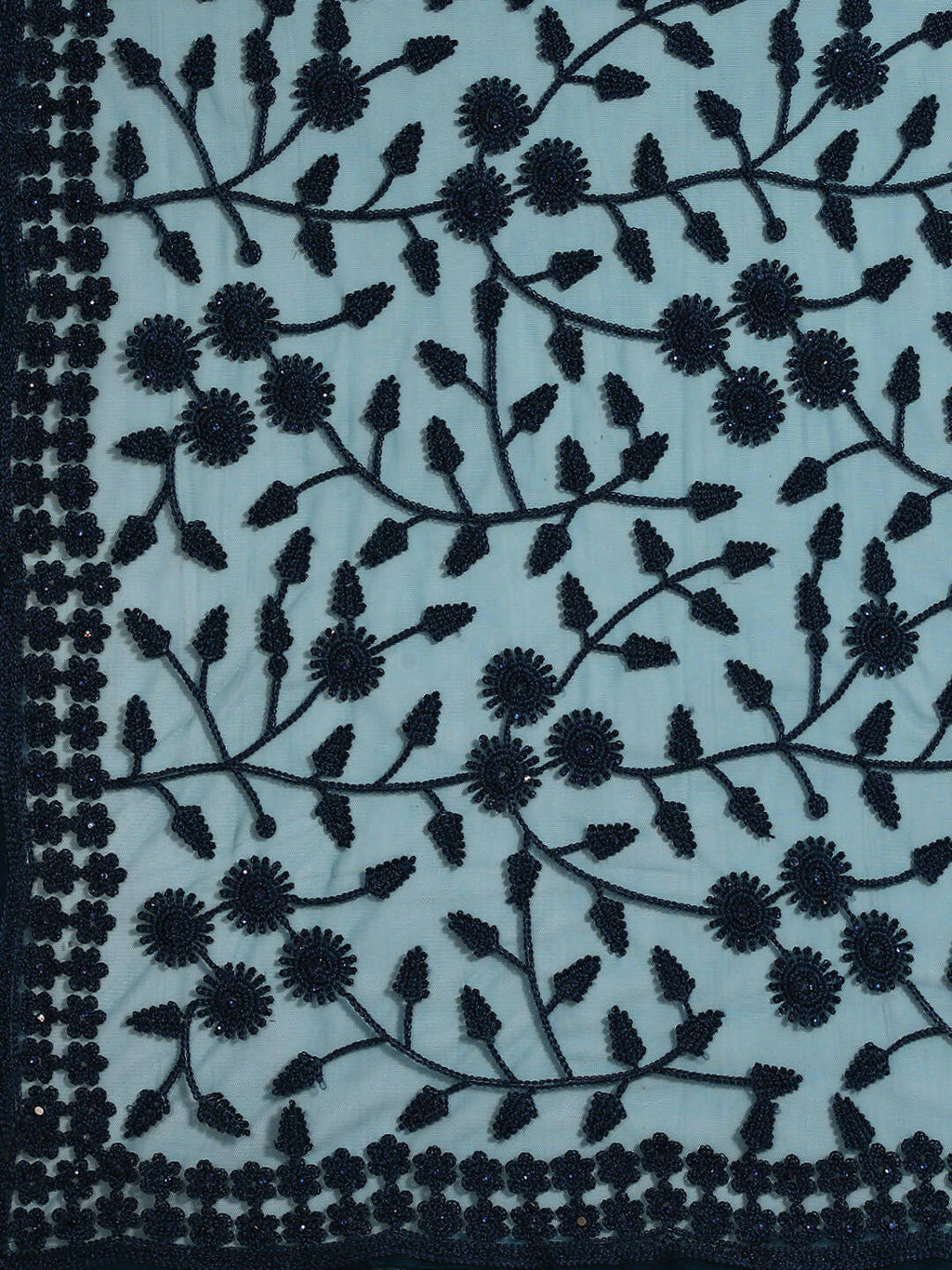 Blue Woven Design Net Saree with Blouse Piece - Kalamkari | Grocsy