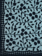 Blue Woven Design Net Saree with Blouse Piece - Kalamkari | Grocsy