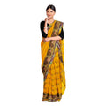 Exclusive Collection 100% Pure Cotton Golden Yellow Tant Saree With Hand Weaving Work | Grocsy