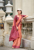 Anaita Orange Designer Weaving Soft Linen Saree With Blouse | Grocsy