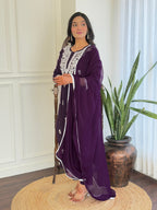 The52 Chikankari Work with Pure Cotton Fabric Straight Kurta, Pant and Dupatta Set | Grocsy