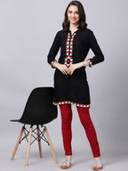 Souchii Women Black Geometric Embroidered Grandeur & Majestic Artwork Kurta | Grocsy
