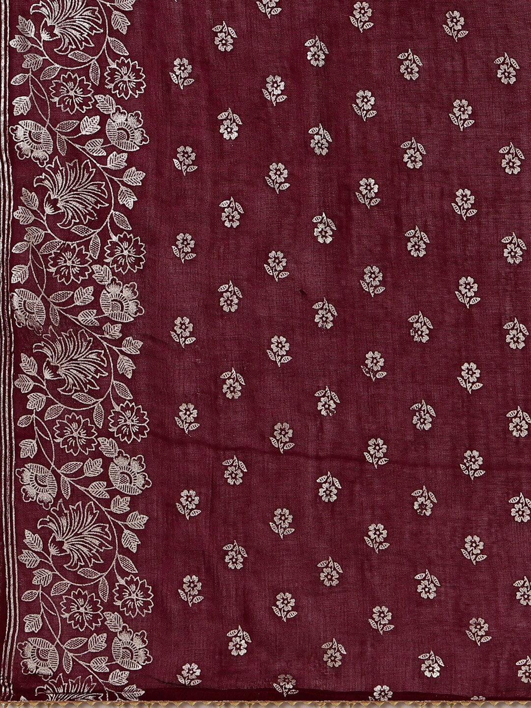 HERE&NOW Maroon & White Gotta Patti Kurta with Trousers & Dupatta | Grocsy