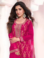 Anaita Rani Pink Dola Silk Thread Sequence Embroidered Salwar Suit | Grocsy