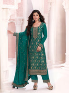 Anaita Dark Green Dola Silk Thread Sequence Embroidered Salwar Suit | Grocsy