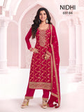 Anaita Red Dola Silk Thread Sequence Embroidered Salwar Suit | Grocsy