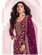 Anaita Purple Dola Silk Thread Sequence Embroidered Salwar Suit | Grocsy